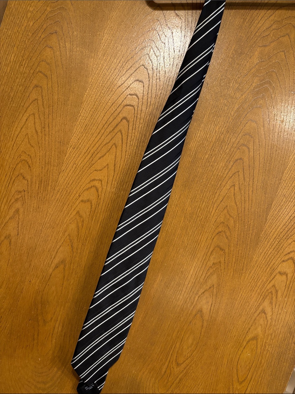 Giorgio Armani Black Tie with White Diagonal Stripes
